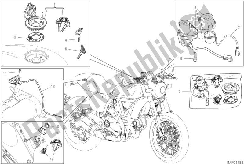 All parts for the 13e - Electrical Devices of the Ducati Scrambler Cafe Racer Thailand 803 2020